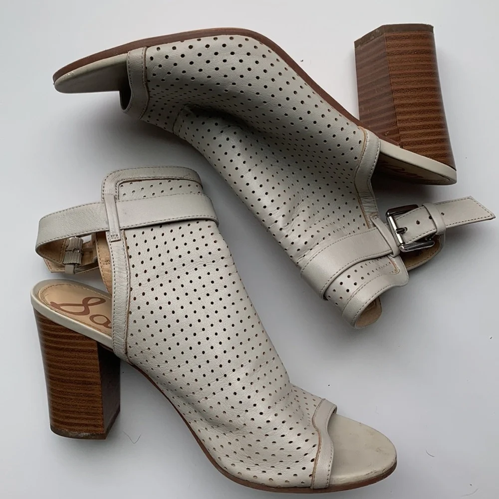 Sam Edelman Emmie Buckle Heels gray leather Size 9